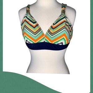 Alex Marie Retro Multicolor Chevron Print Swim Bikini Top Size 10